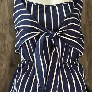 Urban Outfitters Navy and White Striped Jumpsuit